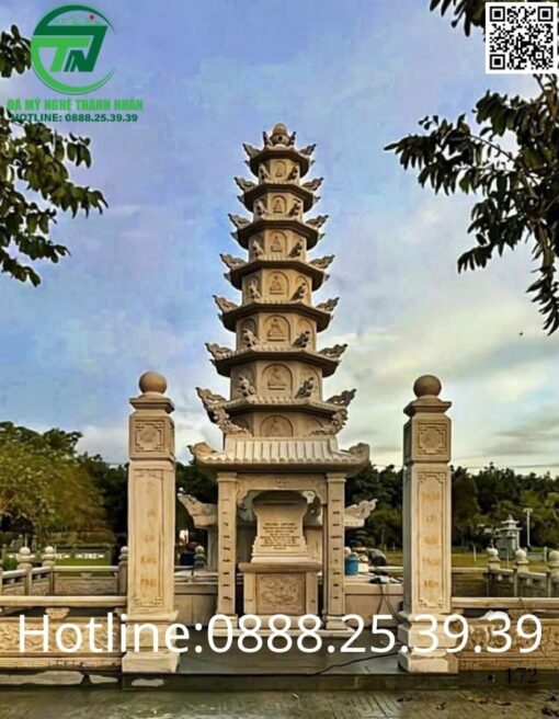 Mộ Tháp Đá Phật Giáo Đẹp Bán Ở An Giang✔️Thờ Tro Cốt