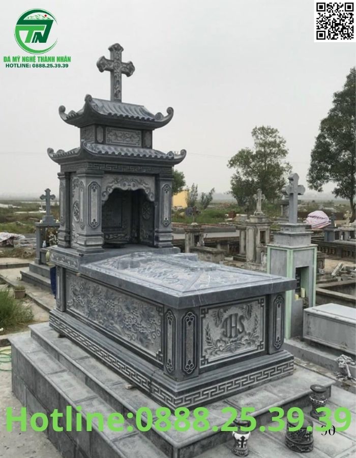 Mộ Công Giáo Đá Khối Đẹp Bán Bến Tre | Giá Rẻ Tại Xưởng✔️ Mẫu Mộ Đá Công Giáo Đẹp Bán Bến Tre